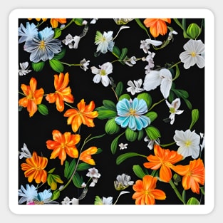 Colorful meadow flowers on a dark background II Sticker